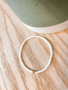 Simple White Beaded Bracelet